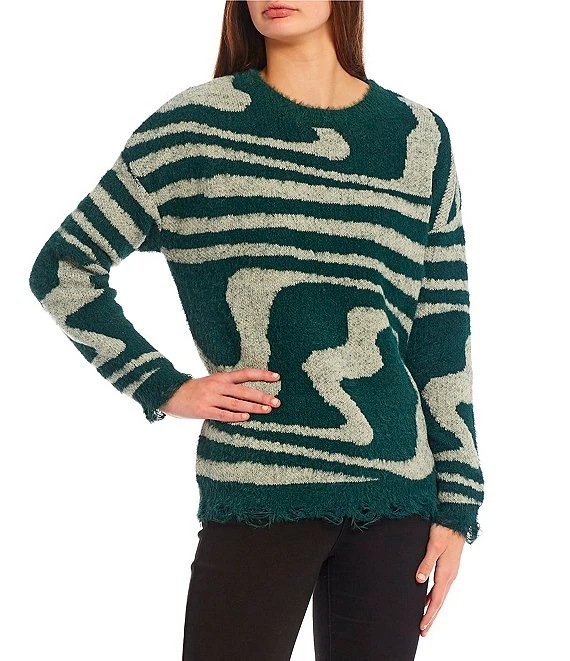 Crew Neck Pullover Swirl Print Sweater 2 Crew Neck Pullover Swirl Print Sweater - Afbeelding 2