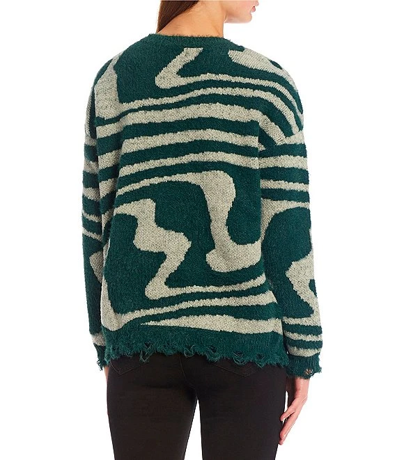 Crew Neck Pullover Swirl Print Sweater 6 Crew Neck Pullover Swirl Print Sweater - Afbeelding 6