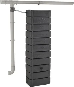 Regenton Muurtank, Grandval 300L, Antraciet Kunststof, Imitatiehout, Met Gootaansluitset Inbegrepen -RHRQuality winkel 1023x1200 1