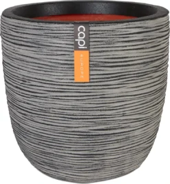 Capi Europe - Bloempot Bol Rib NL - 35x34 - Antraciet - Voor Binnen En Buiten - KOFZ932