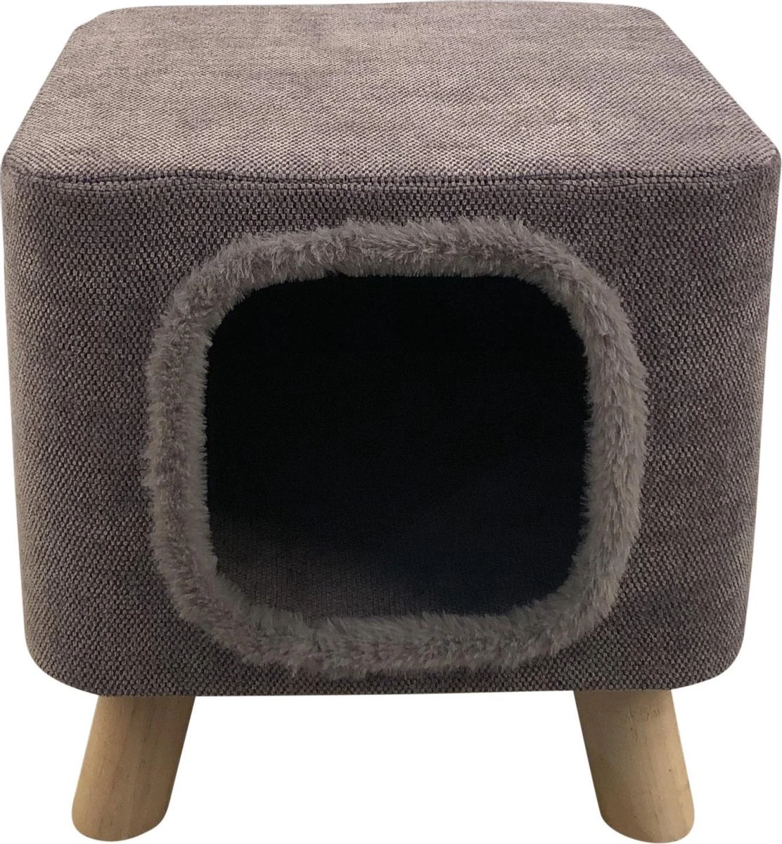 Adori Poef Olivia - Kattenmand - 35x35x34 Cm Grijs 1 Adori Poef Olivia - Kattenmand - 35x35x34 Cm Grijs