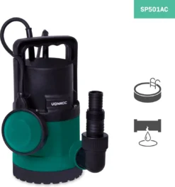 VONROC Dompelpomp/Waterpomp 300W - 6500l/h - Voor Schoon En Licht Vervuild Water - Met Vlotter -RHRQuality winkel 1123x1200