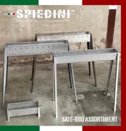 Spiedini Saté-bbq Bali 40 Mini - Kleine, Smalle Houtskoolbarbecue Met Horizontaal Rooster Voor Sate Of Andere Spiesjes - 40 Cm Lang, 11 Cm Breed, 14 Cm Hoog - Ideaal Voor Tuin- Of Open Haard, Of Balkon - Materiaal: Gealuminiseerd Ijzer -RHRQuality winkel 1153x1200