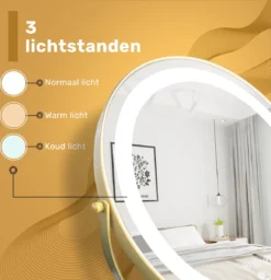 Great's® Make Up Spiegel Met LED Verlichting - ⌀ 40cm - Visagie Spiegel Rond - Extra Close Up Spiegeltje 10x - Goud -RHRQuality winkel 1157x1200 1