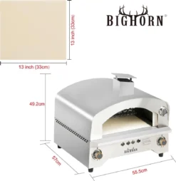 Bighorn Outdoor Edelstaal Gas Pizza Oven - Draagbare Gas Barbecue - Edelstaal -Model SRGG20001 -RHRQuality winkel 1169x1200 1