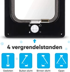 BFreshPets Kattenluik + Massageborstel - Met Tunnel - 4 Vergrendelingsstanden - Weersbestendig - Maat L - Zwart - 27 X 24 Cm -RHRQuality winkel 1177x1200