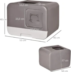 Kattenbak - 2 Uitgangen - Kattentoilet - Uitschuifbare Bodem - Met Schepje - Grijs 53 X 40 X 40 Cm -RHRQuality winkel 1179x1200