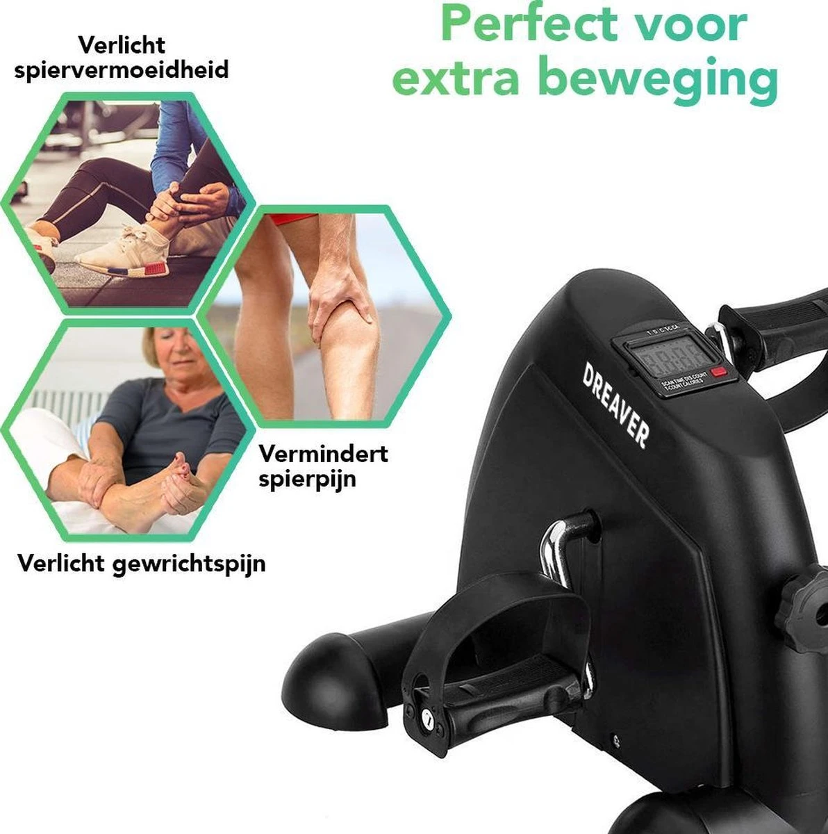 Dreaver Stoelfiets - LCD-scherm - Inclusief Antislipmat - Bureaufiets - Bewegingstrainer - Deskbike - Mini Hometrainer - Pedaaltrainer 3 Dreaver Stoelfiets - LCD-scherm - Inclusief Antislipmat - Bureaufiets - Bewegingstrainer - Deskbike - Mini Hometrainer - Pedaaltrainer - Afbeelding 3