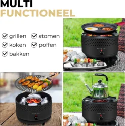 Ozocozy BBQ-ONE Houtskool Tafelbarbecue - Ø30 Cm- Zwart - Incl. Draagtas, Siliconen Bakkwast En RVS-Barbecuetang -RHRQuality winkel 1193x1200 1