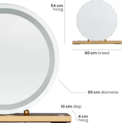 Nuvoo Make-up Spiegel - Visagie Spiegel - Hollywood Spiegel - Diameter 50cm - 3 Licht Tinten - Dimbaar - USB Telefoonoplader - Goud -RHRQuality winkel 1193x1200 2