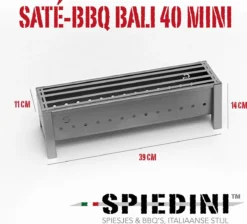 Spiedini Saté-bbq Bali 40 Mini - Kleine, Smalle Houtskoolbarbecue Met Horizontaal Rooster Voor Sate Of Andere Spiesjes - 40 Cm Lang, 11 Cm Breed, 14 Cm Hoog - Ideaal Voor Tuin- Of Open Haard, Of Balkon - Materiaal: Gealuminiseerd Ijzer -RHRQuality winkel 1200x1086