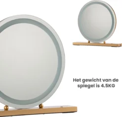 Nuvoo Make-up Spiegel - Visagie Spiegel - Hollywood Spiegel - Diameter 50cm - 3 Licht Tinten - Dimbaar - USB Telefoonoplader - Goud -RHRQuality winkel 1200x1152 2