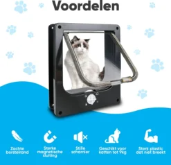 BFreshPets Kattenluik + Massageborstel - Met Tunnel - 4 Vergrendelingsstanden - Weersbestendig - Maat L - Zwart - 27 X 24 Cm -RHRQuality winkel 1200x1156