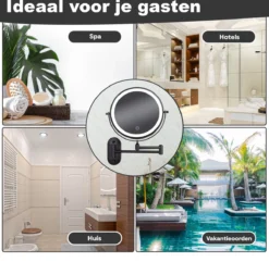 Make Up - Spiegel - Led Verlichting - 10X Vergroting - 3 Lichtstanden - Wandspiegel Rond - Badkamer - Mat Zwart - Draadloos 19 Make Up - Spiegel - Led Verlichting - 10X Vergroting - 3 Lichtstanden - Wandspiegel Rond - Badkamer - Mat Zwart - Draadloos -RHRQuality winkel 1200x1170 5