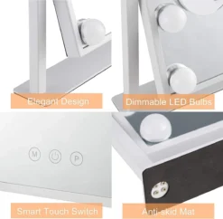 Bright Beauty Vanity Make Up Spiegel Met Verlichting - Wit - Dimbaar Met Drie Lichtstanden -RHRQuality winkel 1200x1177