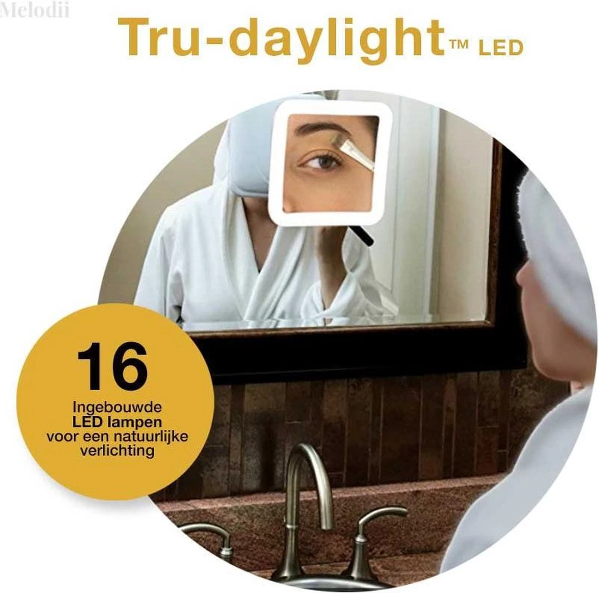 Melodii ML10X - Make Up Spiegel Met LED Verlichting - Scheerspiegel - 10x Vergroting - Met Tru-Daylight Verlichting - Voor Hem En Voor Haar 4 Melodii ML10X - Make Up Spiegel Met LED Verlichting - Scheerspiegel - 10x Vergroting - Met Tru-Daylight Verlichting - Voor Hem En Voor Haar - Afbeelding 4