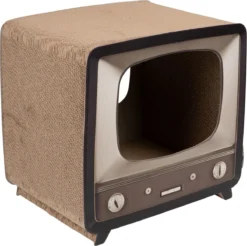 District 70 TELLY - Retro TV Krabmeubel - Instagrammable Kartonnen TV Voor Katten - 39 X 27 X 37 Cm -RHRQuality winkel 1200x1197
