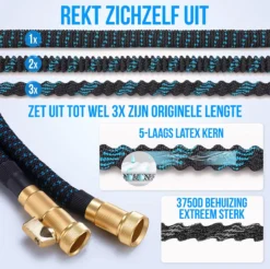 Strex Flexibele Tuinslang 15M Met Sproeikop - Uitrekbaar - Incl. Koppelingen, Ophanghaak & Opbergzak -RHRQuality winkel 1200x1197 6