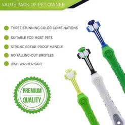 Merkloos Tandenborstel - Voor Huisdieren - Honden - 3 Zijdig - Multi-Hoek - Schoonmaken - Tanden - Slechte Adem - Tandsteen - Tandenborstel - Gezondheid - Blauw -RHRQuality winkel 1200x1200 150