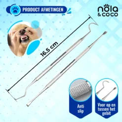 Nola & Coco® Tandsteen Verwijderaar Set Inclusief Bewaardoosje - Tandenkrabber - Set Van Twee - Hond - Kat - Tandenborstel - Tandplak Verwijderen - Tandenstoker - Honden Tanden Schoonmaken - Tandenhaakje - Gebitsreiniging -RHRQuality winkel 1200x1200 225