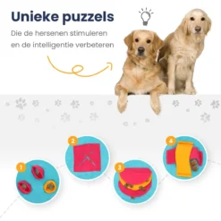 Snuffelmat 70x70cm Inclusief Rubberen Massage Bal & E-book - Speelmat Hond - Denkspel Hond - Puppy Speelgoed - Anti Schrok Mat - Honden Snoepjes - Cadeau Tip -RHRQuality winkel 1200x1200 240