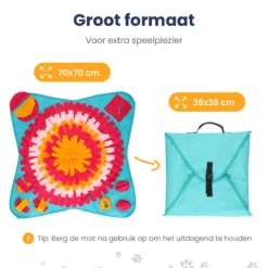 Snuffelmat 70x70cm Inclusief Rubberen Massage Bal & E-book - Speelmat Hond - Denkspel Hond - Puppy Speelgoed - Anti Schrok Mat - Honden Snoepjes - Cadeau Tip -RHRQuality winkel 1200x1200 241