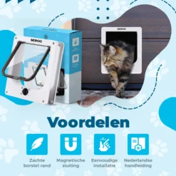 Skipoo Kattenluik Met Tunnel - Weerbestendig - Grote Kat - 4 Vergrendelingsstanden - Wit -RHRQuality winkel 1200x1200 27