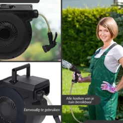 Buxibo - Wandslangenbox 20 Meter + 2 Meter - Tuinslang Met Haspel - 9 Sproei Standen - Slangenhouder 180° Draaibaar - Tuinslanghaspel Zwart+ Gratis Sproeier - Zwart -RHRQuality winkel 1200x1200 274