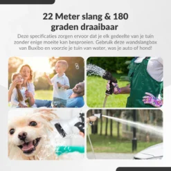 Buxibo - Wandslangenbox 20 Meter + 2 Meter - Tuinslang Met Haspel - 9 Sproei Standen - Slangenhouder 180° Draaibaar - Tuinslanghaspel Zwart+ Gratis Sproeier - Zwart -RHRQuality winkel 1200x1200 279