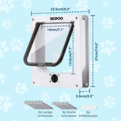Skipoo Kattenluik Met Tunnel - Weerbestendig - Grote Kat - 4 Vergrendelingsstanden - Wit -RHRQuality winkel 1200x1200 28