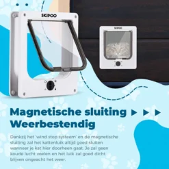 Skipoo Kattenluik Met Tunnel - Weerbestendig - Grote Kat - 4 Vergrendelingsstanden - Wit -RHRQuality winkel 1200x1200 29