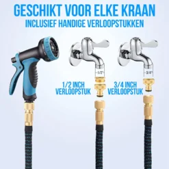 Strex Flexibele Tuinslang 15M Met Sproeikop - Uitrekbaar - Incl. Koppelingen, Ophanghaak & Opbergzak -RHRQuality winkel 1200x1200 293