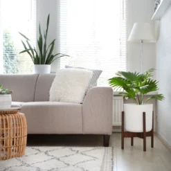 LifeGoods Planten Standaard - Uitschuifbare Bloempothouder - 20 Tot 30 Cm - Donker Bamboe -RHRQuality winkel 1200x1200 366