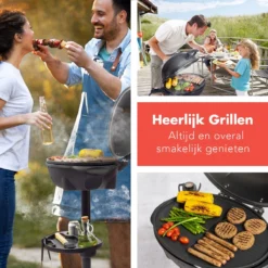 KitchenBrothers Elektrische BBQ - Met Grillplaat - Anti-aanbaklaag - Incl. Plank/Houders - Grilloppervlak 46,5x33,8cm - Tot 300°C - 2400W - Zwart -RHRQuality winkel 1200x1200 451