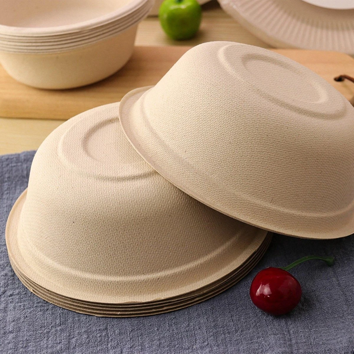 BIO Wegwerp Soepkommen 50 Stuks - Schaaltje Suikerriet 400ml - Natuur 4 BIO Wegwerp Soepkommen 50 Stuks - Schaaltje Suikerriet 400ml - Natuur - Afbeelding 4