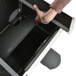 PawHut Kattenhuis Voor Buiten Kattenhut Met 2 Verdiepingen Kattenvilla, Asfaltdak, Massief Hout Grijs D30-236 -RHRQuality winkel 1200x1200 48