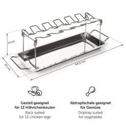 Blumtal BBQ Rek - Robuuste Roestvrijstalen Kippenpoot Rek - Voor 12 Poten - Kippengrillstandaard - Vaatwasmachinebestendig -RHRQuality winkel 1200x1200 491
