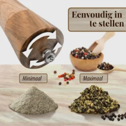 Dieux® - Peper En Zoutmolen Set - 32CM - Zout Peper Kruiden - 2 Stuks - Acacia Hout - Instelbare Maalgraad - Duurzaam - Luxe Kwaliteit - Hervulbaar - Pepermolen - Zoutmolen - Barbecue - BBQ Accesoires - Pasen -RHRQuality winkel 1200x1200 498