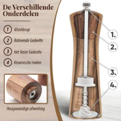 Dieux® - Peper En Zoutmolen Set - 32CM - Zout Peper Kruiden - 2 Stuks - Acacia Hout - Instelbare Maalgraad - Duurzaam - Luxe Kwaliteit - Hervulbaar - Pepermolen - Zoutmolen - Barbecue - BBQ Accesoires - Pasen -RHRQuality winkel 1200x1200 501