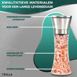 Peper En Zoutmolen Set - RVS Zout En Peperstel - Zoutvaatje En Pepermolen - 2 In 1 -RHRQuality winkel 1200x1200 519