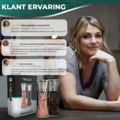 Peper En Zoutmolen Set - RVS Zout En Peperstel - Zoutvaatje En Pepermolen - 2 In 1 -RHRQuality winkel 1200x1200 522