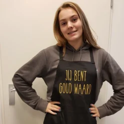 Keukenschort Met Grappige Tekst Bedrukt Cadeau Jij Bent Goud Waard| Katoenen Barbecueschort Keuken BBQ Schort Kookschort Kokschort | Opa Oma Mama Papa Juf Meester Bedanken Collega Vriendin Juffendag Vaderdag Moederdag Verjaardag Man Vrouw -RHRQuality winkel 1200x1200 538