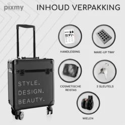 PIXMY® - MT130-S - Make Up Koffer - Cosmetica Koffer - DESIGN -RHRQuality winkel 1200x1200 574
