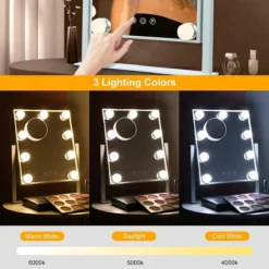 Bright Beauty Vanity Make Up Spiegel Met Verlichting - Wit - Dimbaar Met Drie Lichtstanden -RHRQuality winkel 1200x1200 587