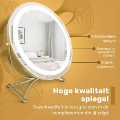 Great's® Make Up Spiegel Met LED Verlichting - ⌀ 40cm - Visagie Spiegel Rond - Extra Close Up Spiegeltje 10x - Goud -RHRQuality winkel 1200x1200 589