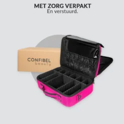 Cosmetica Koffer - Make-up Koffer Met Verstelbare Vakken - Visagie En Nagelstyliste Beauty Koffer - 40x30x14CM - Roze -RHRQuality winkel 1200x1200 599