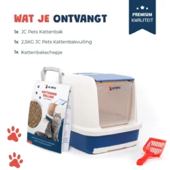 JC Pets Premium Kattenbak Systeem - Inclusief 2.5KG / 4L Kattenbakvulling - Zelfreinigend -RHRQuality winkel 1200x1200 6