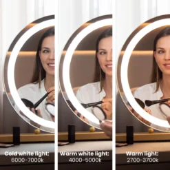 Nuvoo Make-up Spiegel - Visagie Spiegel - Hollywood Spiegel - Diameter 50cm - 3 Licht Tinten - Dimbaar - USB Telefoonoplader - Goud -RHRQuality winkel 1200x1200 601