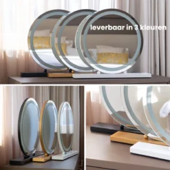 Nuvoo Make-up Spiegel - Visagie Spiegel - Hollywood Spiegel - Diameter 50cm - 3 Licht Tinten - Dimbaar - USB Telefoonoplader - Goud -RHRQuality winkel 1200x1200 606
