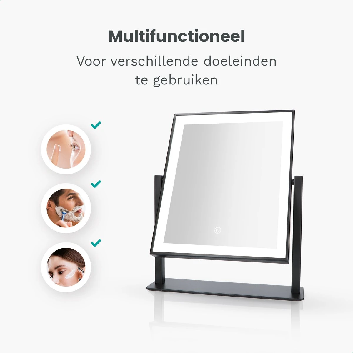 Mirlux Hollywood Spiegel Met Verlichting - Make Up - Visagie - Dimbaar LED Lampen Licht - Zwart 7 Mirlux Hollywood Spiegel Met Verlichting - Make Up - Visagie - Dimbaar LED Lampen Licht - Zwart - Afbeelding 7